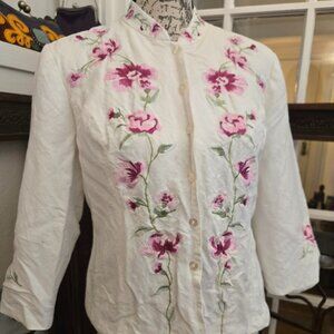 Floral Embroidered Jacket, Sz XS/S - Damaged